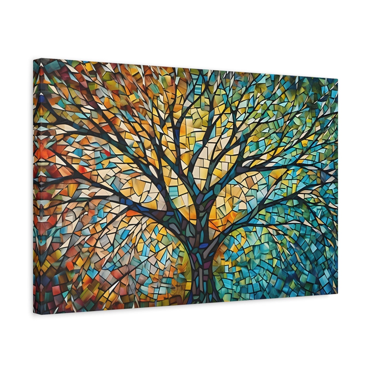 Colorful Tree of Life Mosaic Canvas Print, Nature - Inspired Abstract Wall Art - YesArtYes