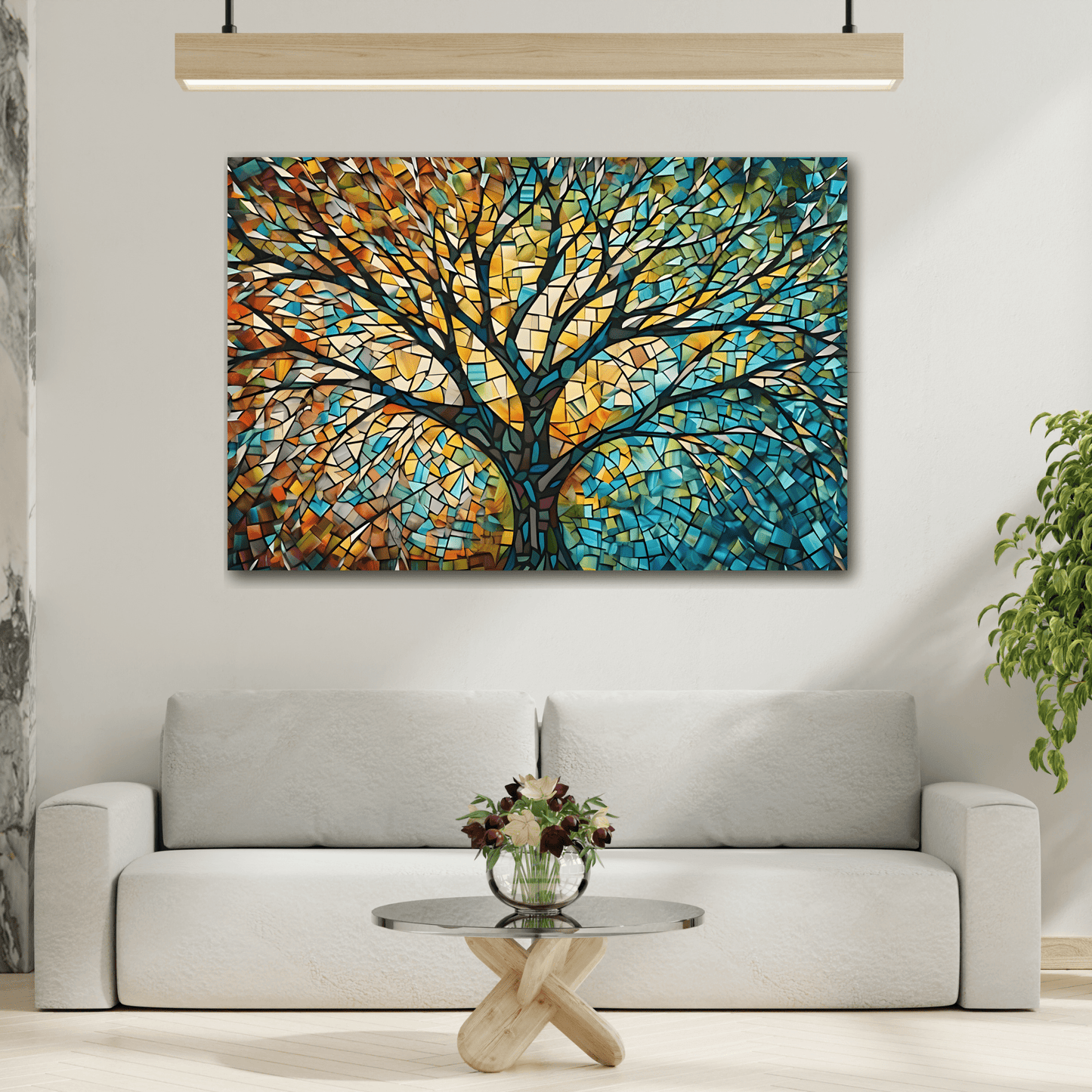 Colorful Tree of Life Mosaic Canvas Print, Nature - Inspired Abstract Wall Art - YesArtYes