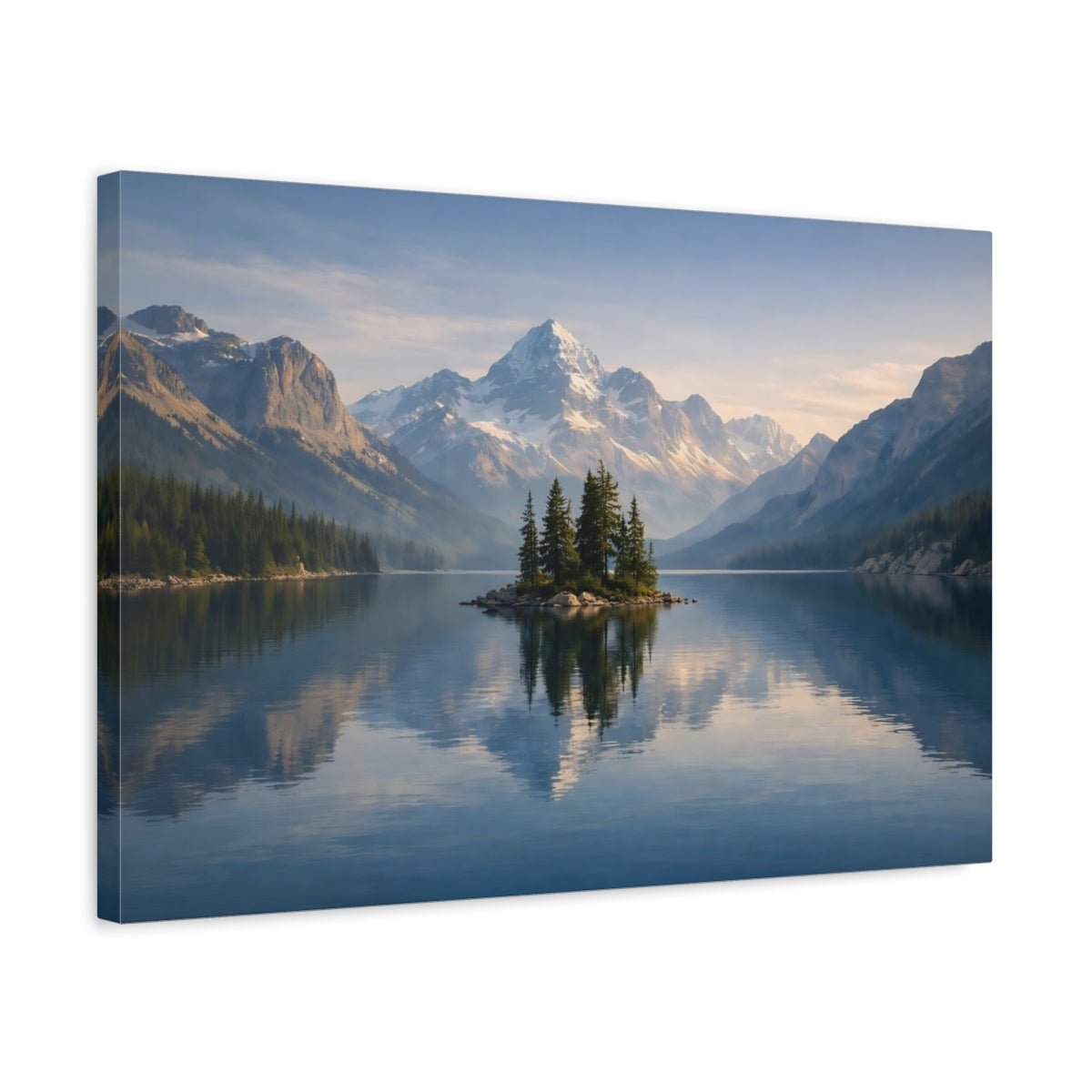 Contemporary Lake Mountains Nature - Canvas Wall Art Print - YesArtYes