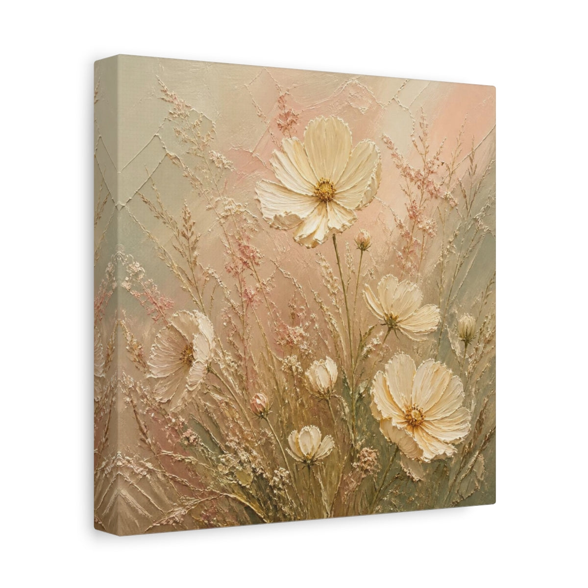 Side Mockup 9. Cream Cosmos & Airy Grasses shown as canvas print