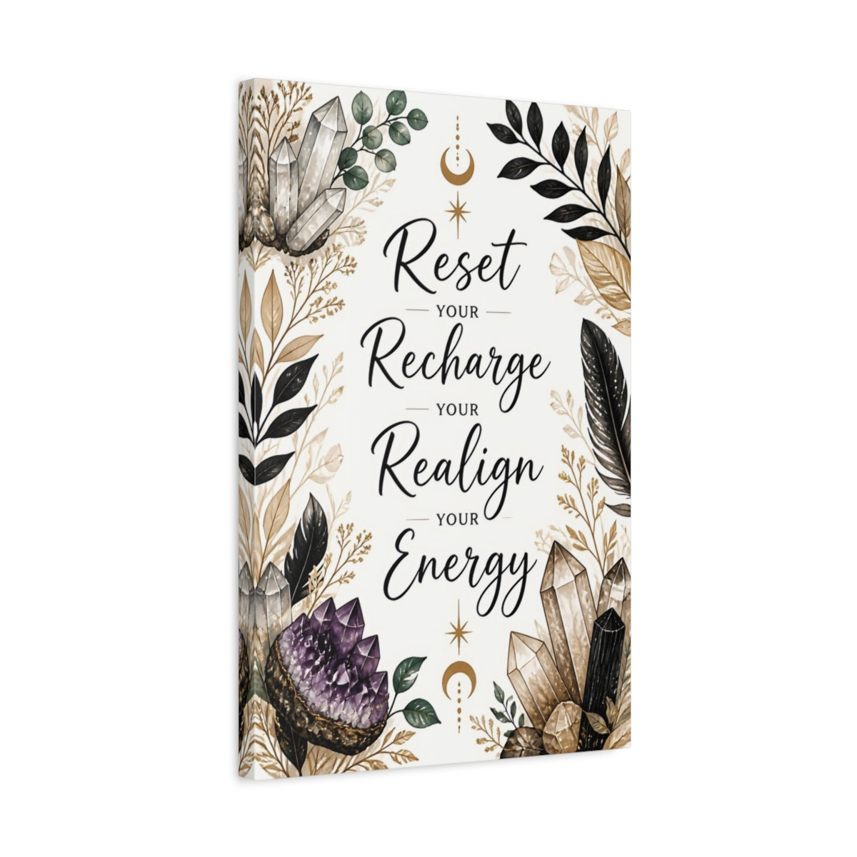 Side Mockup 3. Crystal Energy Quote shown as canvas print