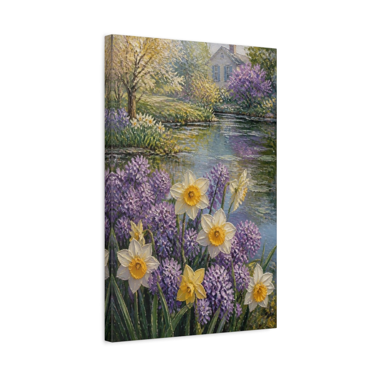 Side Mockup 3. Daffodil Spring Flowers shown as canvas print