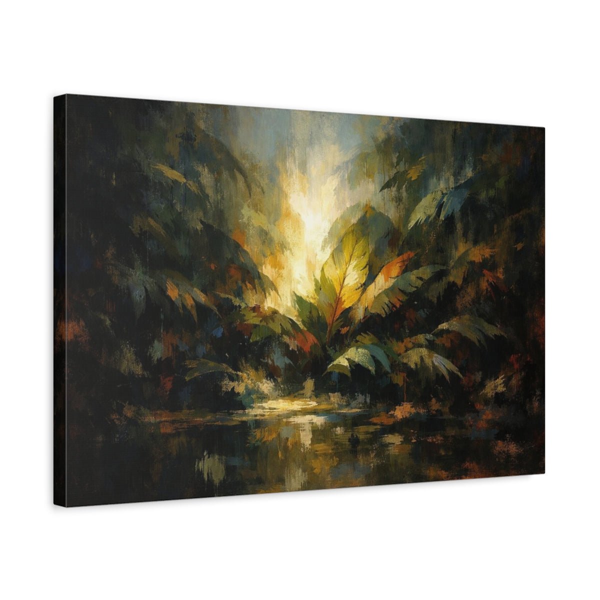 Dark Dramatic Leaves Rainforest Jungle Foliage Nature - Canvas Wall Art Print - YesArtYes