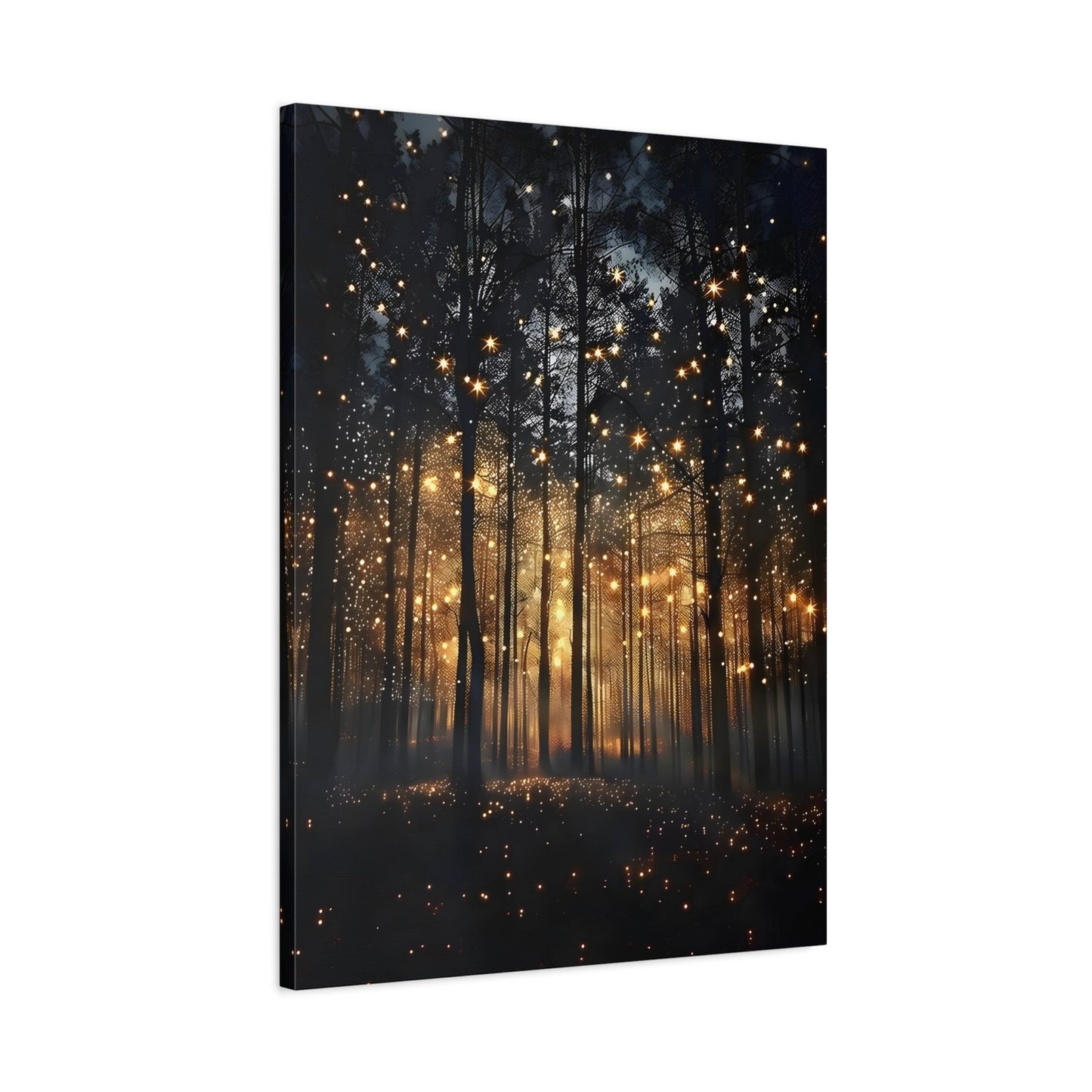 Enchanted Botanical Forest Firefly Canvas Wall Art Print - Artful Nature Fireflies - YesArtYes
