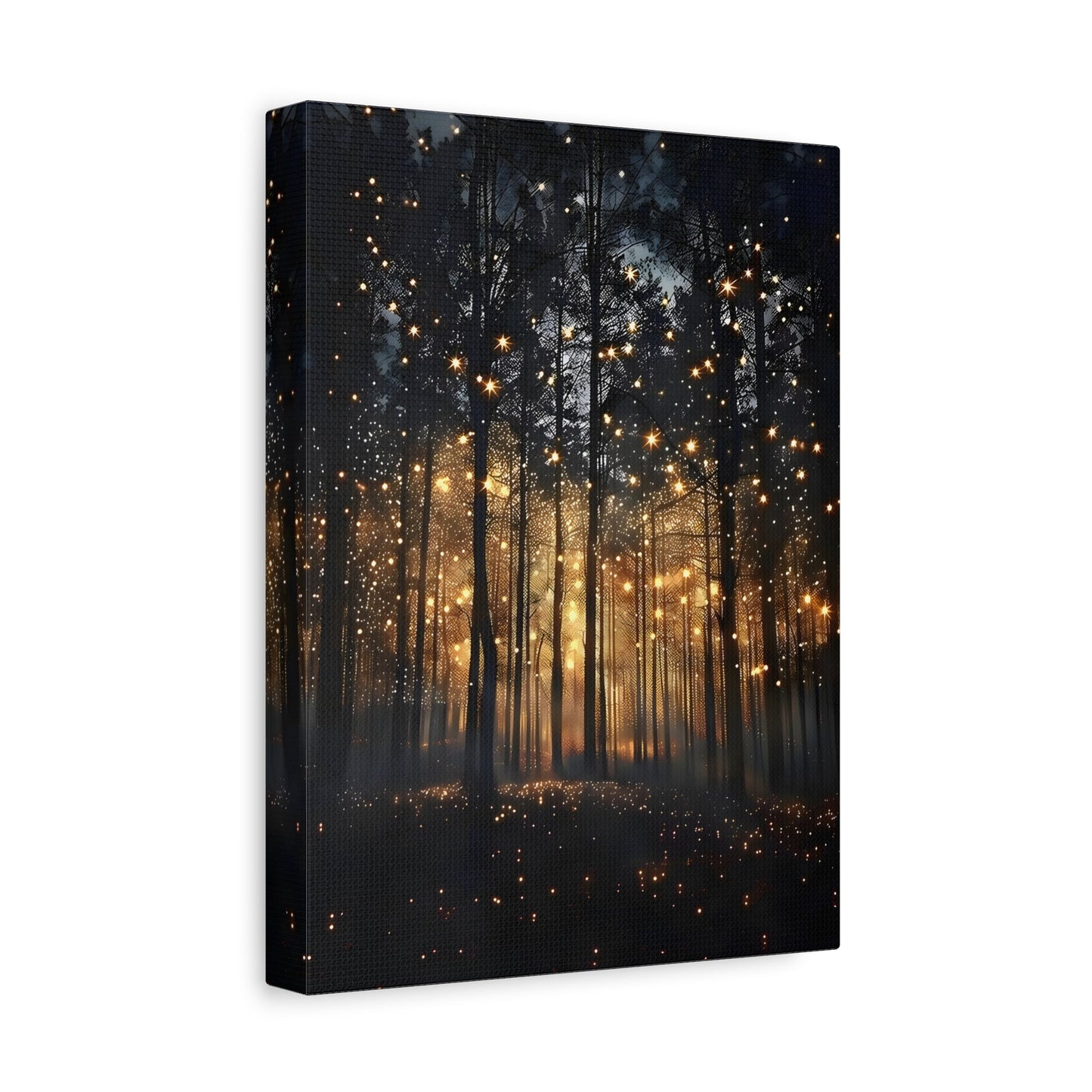 Enchanted Botanical Forest Firefly Canvas Wall Art Print - Artful Nature Fireflies - YesArtYes