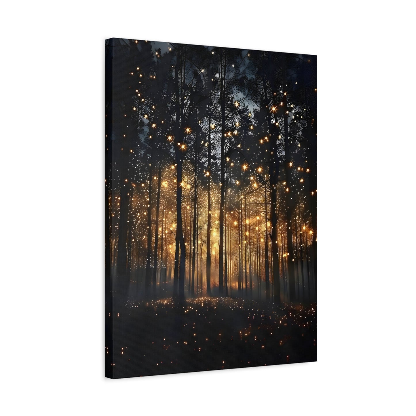 Enchanted Botanical Forest Firefly Canvas Wall Art Print - Artful Nature Fireflies - YesArtYes