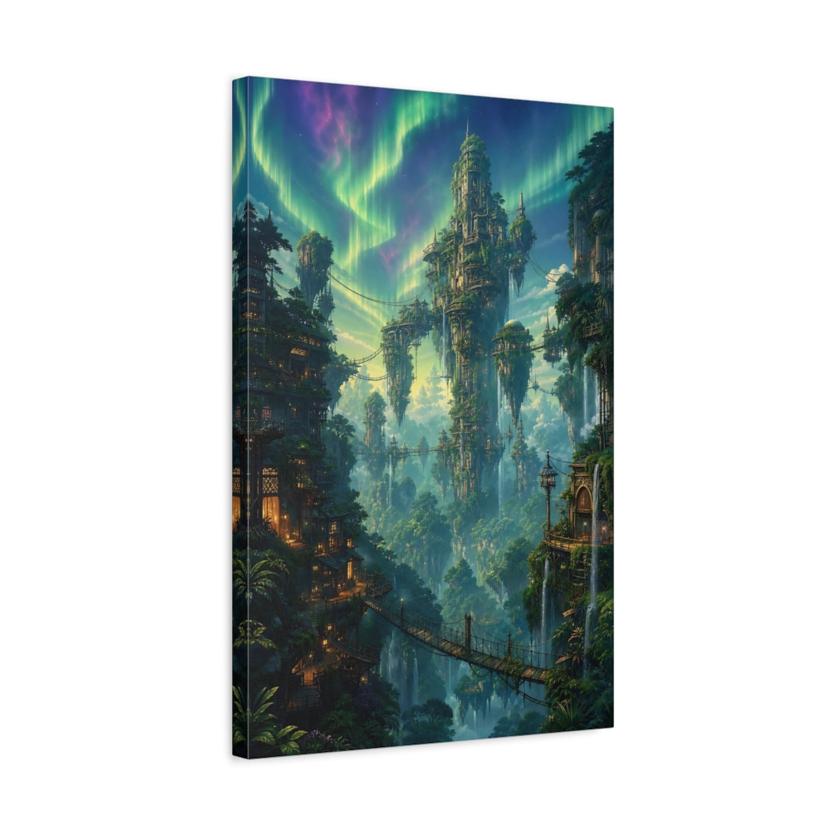 Side Mockup 3. Enchanted Floating City shown as canvas print