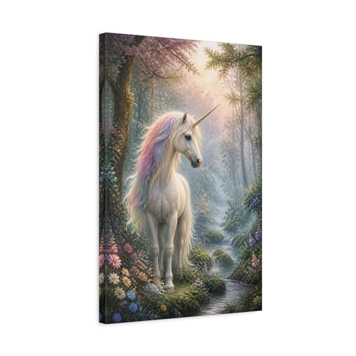 Side Mockup 3. Enchanted Unicorn Animal shown as canvas print