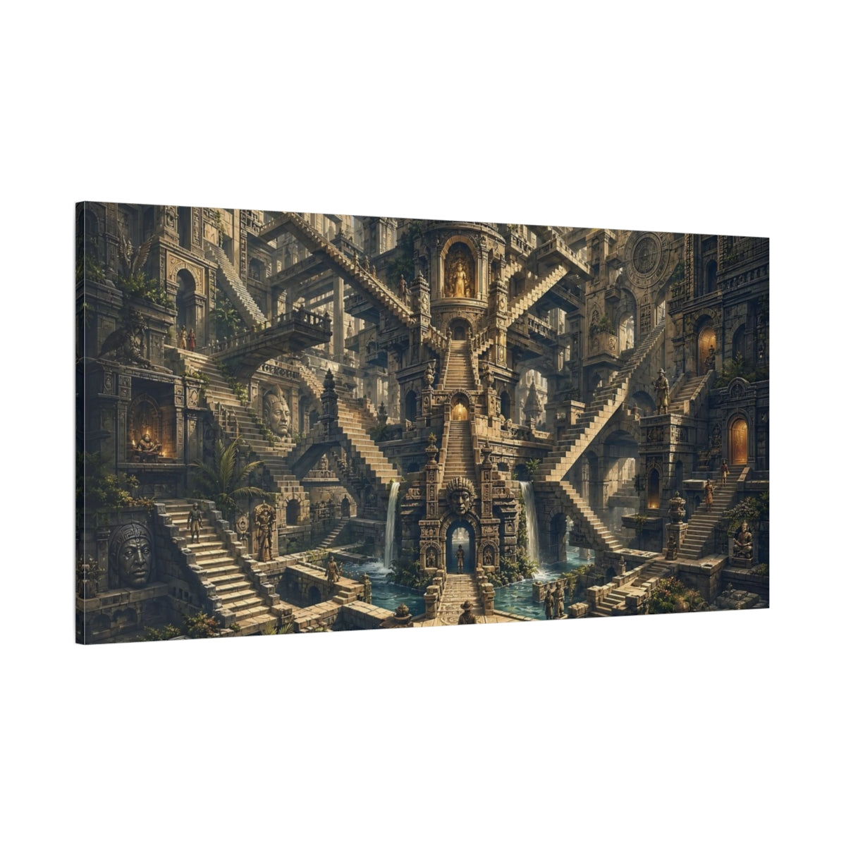 Side Mockup 2. Fairytale Ancient Labyrinth Ancient Stone Labyrinth shown as stretched canvas wall art
