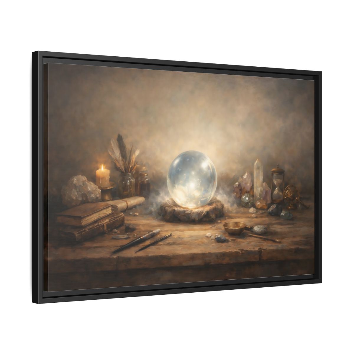 Side Mockup 14. Fairytale Crystal Ball Vintage Mystic shown as stretched canvas wall art