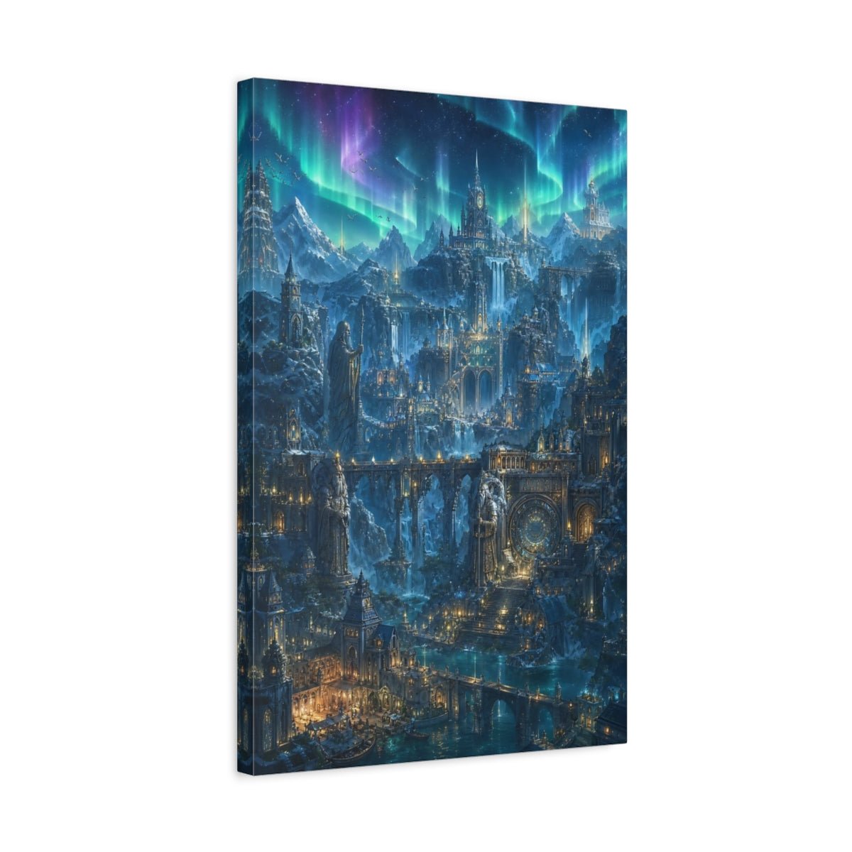 Fairytale Fantasy City Blue And Purple Canvas Print – Decor for Living Room, Above Sofa - YesArtYes