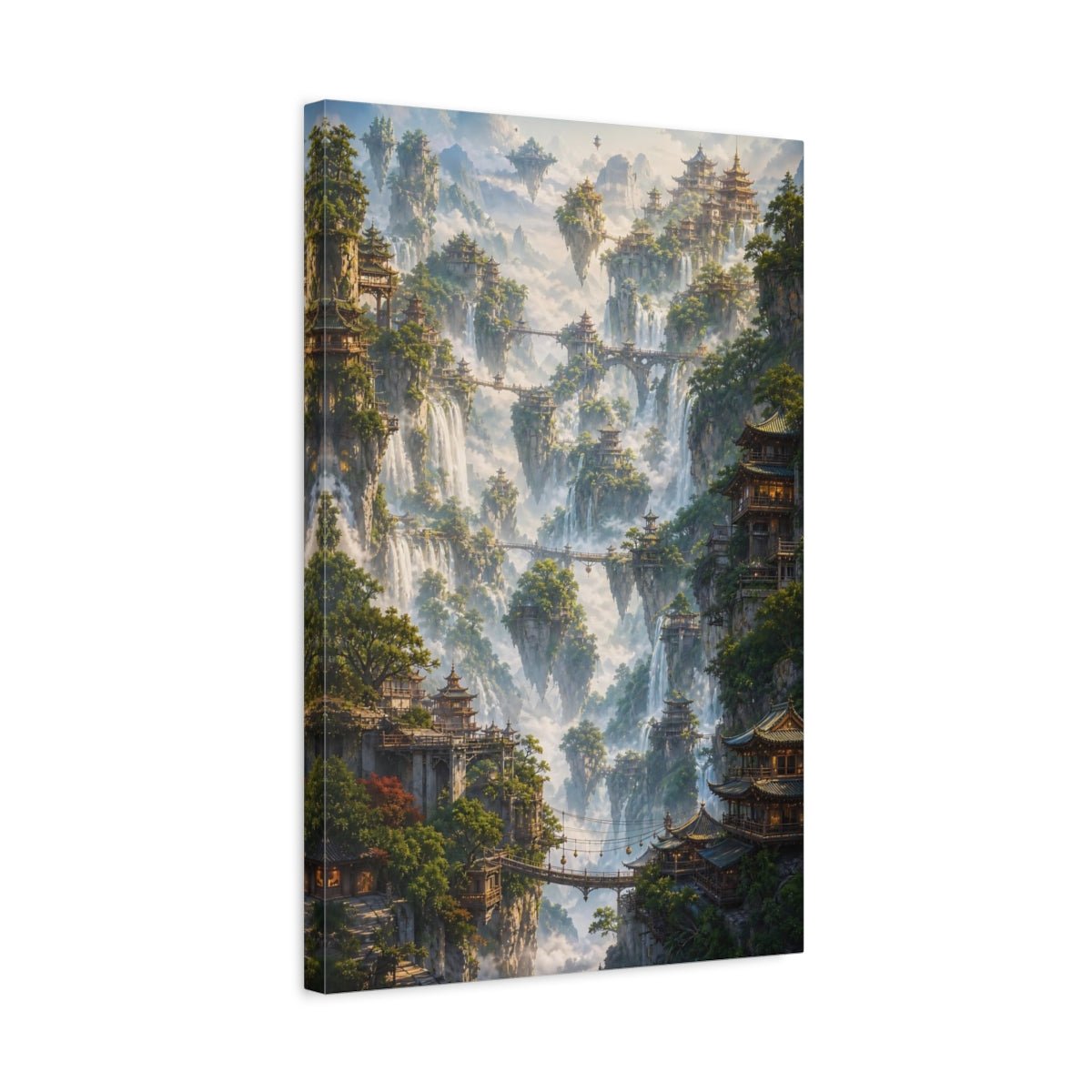 Fairytale Floating Islands Misty Landscape Canvas Print – Fantasy Decor for Living Room, Above Sofa - YesArtYes