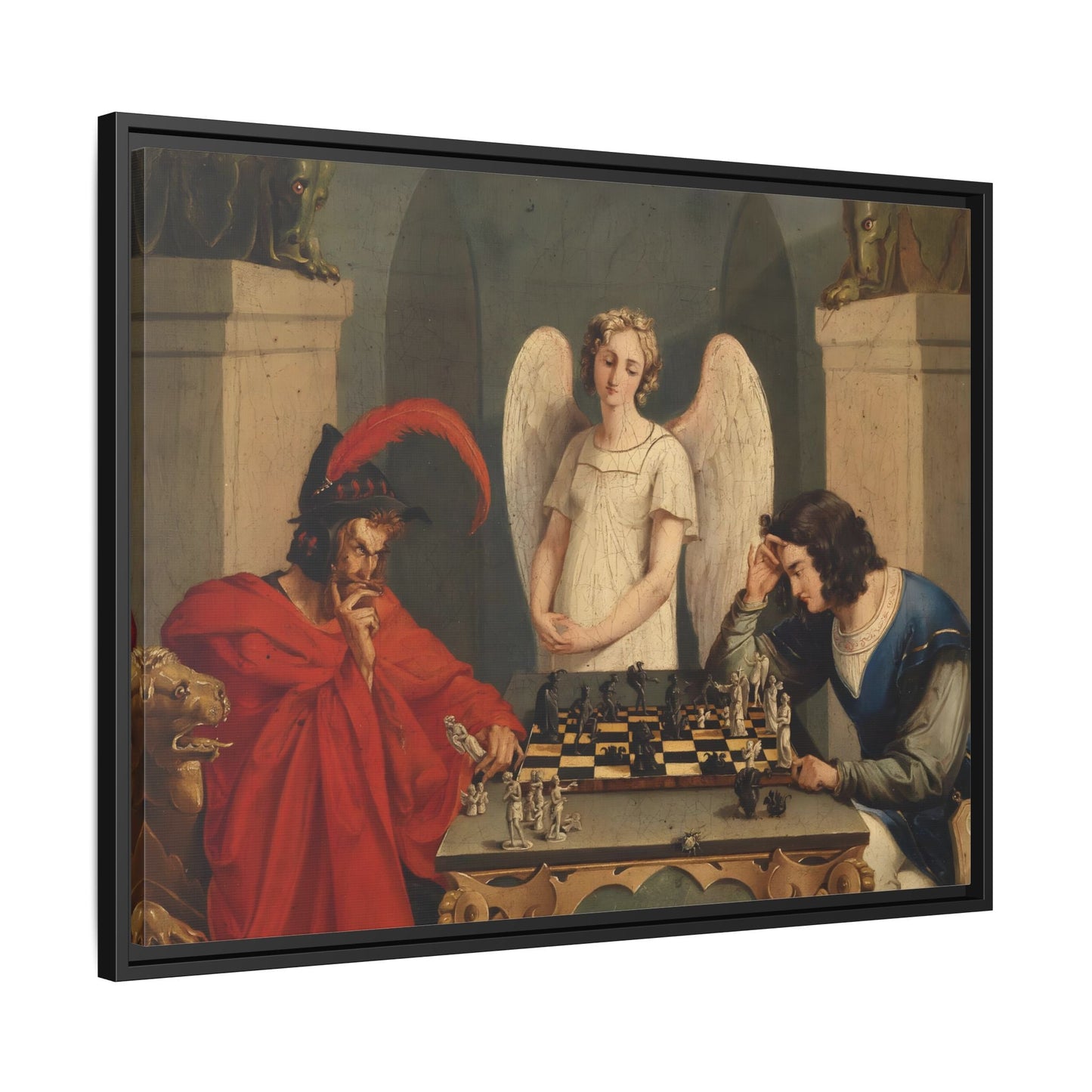 Faust and Mephistopheles Canvas Wall Art - Playing Chess Print - YesArtYes