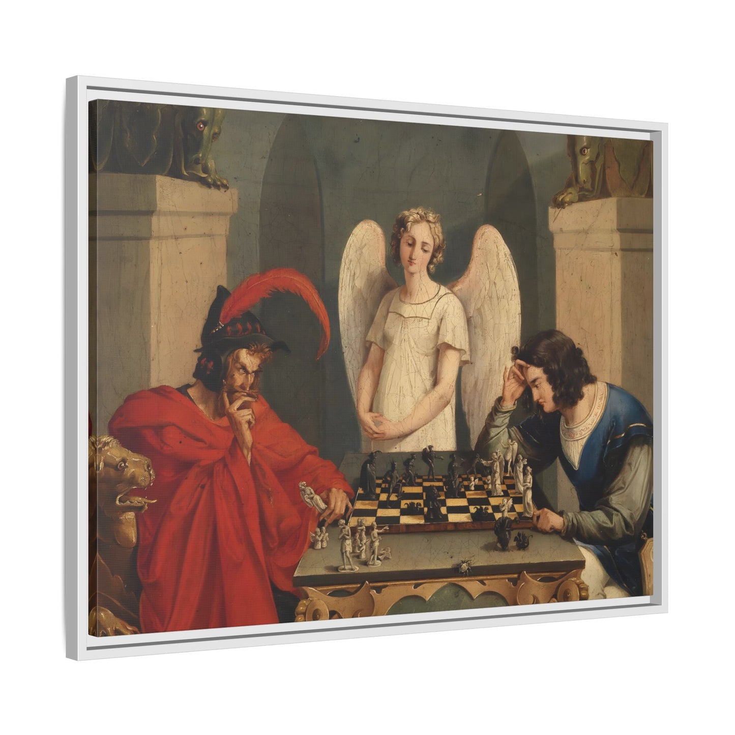 Faust and Mephistopheles Canvas Wall Art - Playing Chess Print - YesArtYes