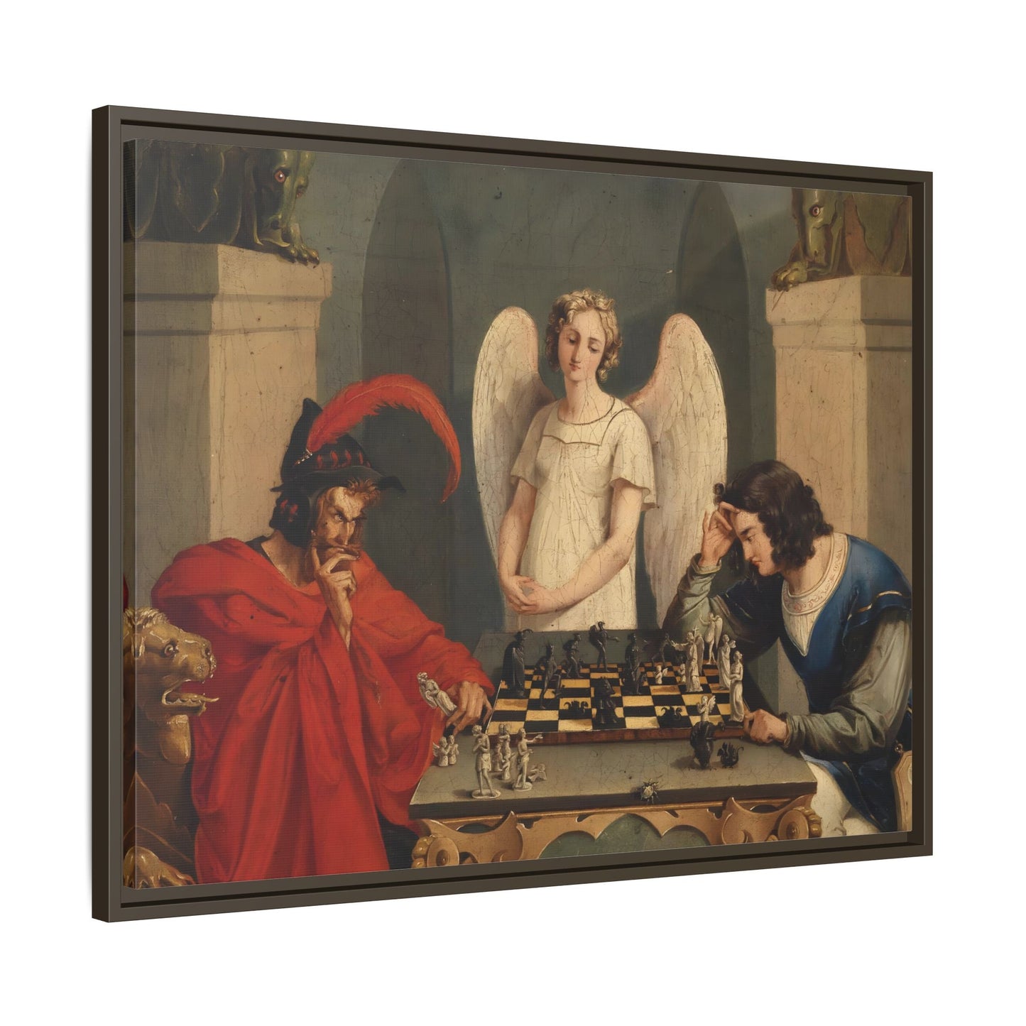 Faust and Mephistopheles Canvas Wall Art - Playing Chess Print - YesArtYes