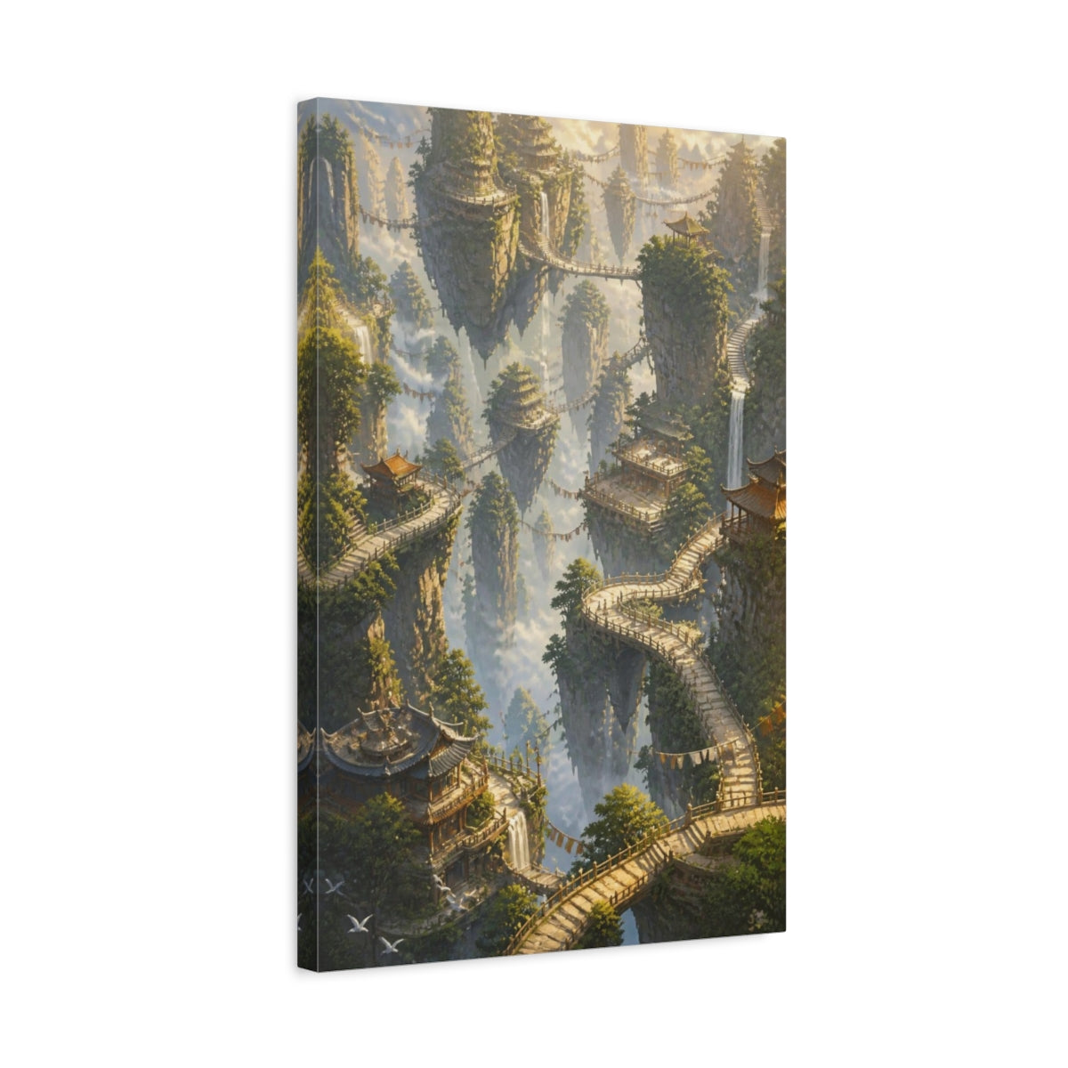 Side Mockup 3. Floating Pagoda Pathways shown as canvas print