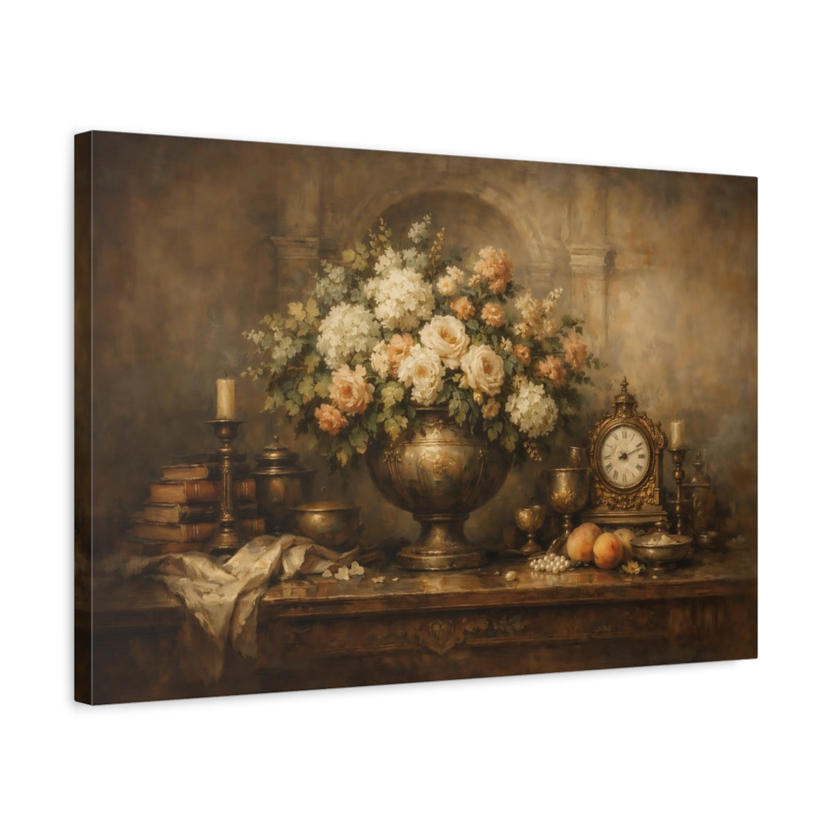 Side Mockup 3. Floral Floral Arrangement Earthy Tones shown as stretched canvas wall art