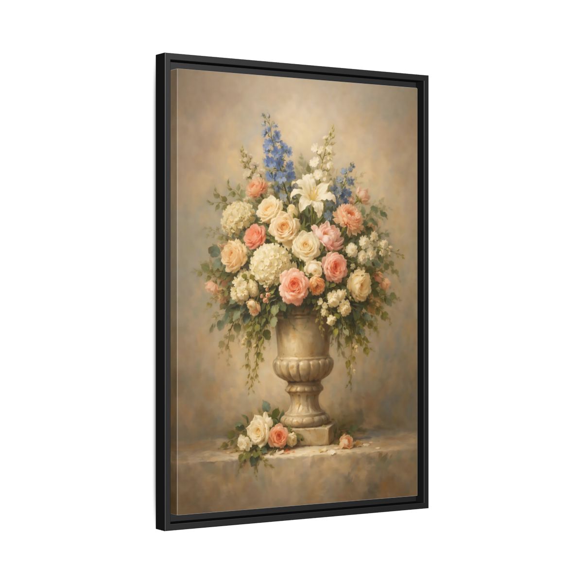 Side Mockup 14. Floral Floral Arrangement Pastel Floral shown as stretched canvas wall art