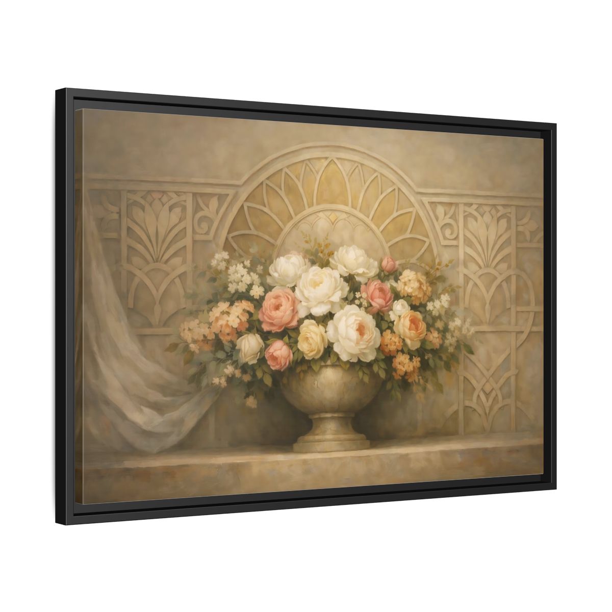 Side Mockup 14. Floral Floral Arrangement Pastel Floral shown as stretched canvas wall art