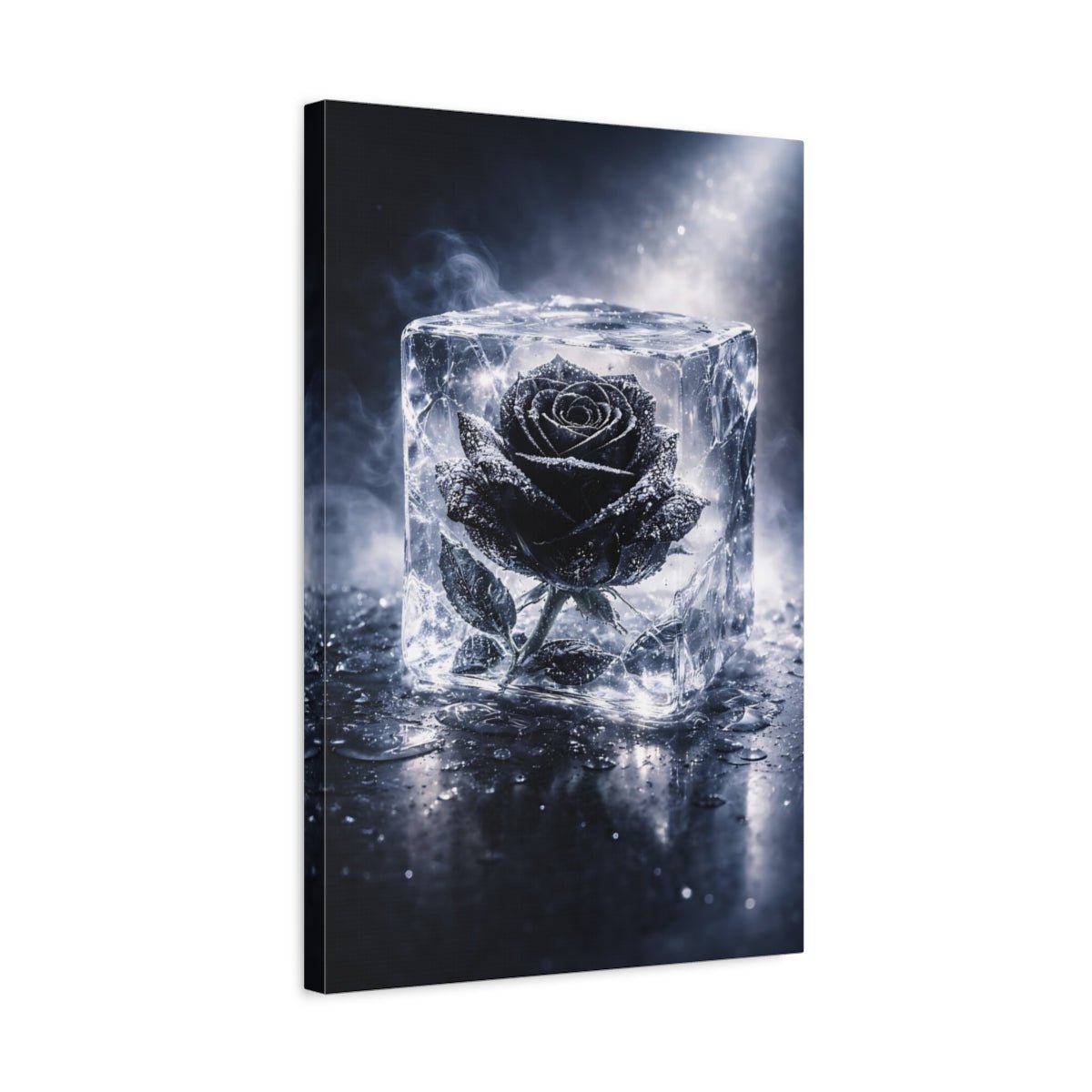Floral Black Rose Ice - Canvas Wall Art Print - YesArtYes