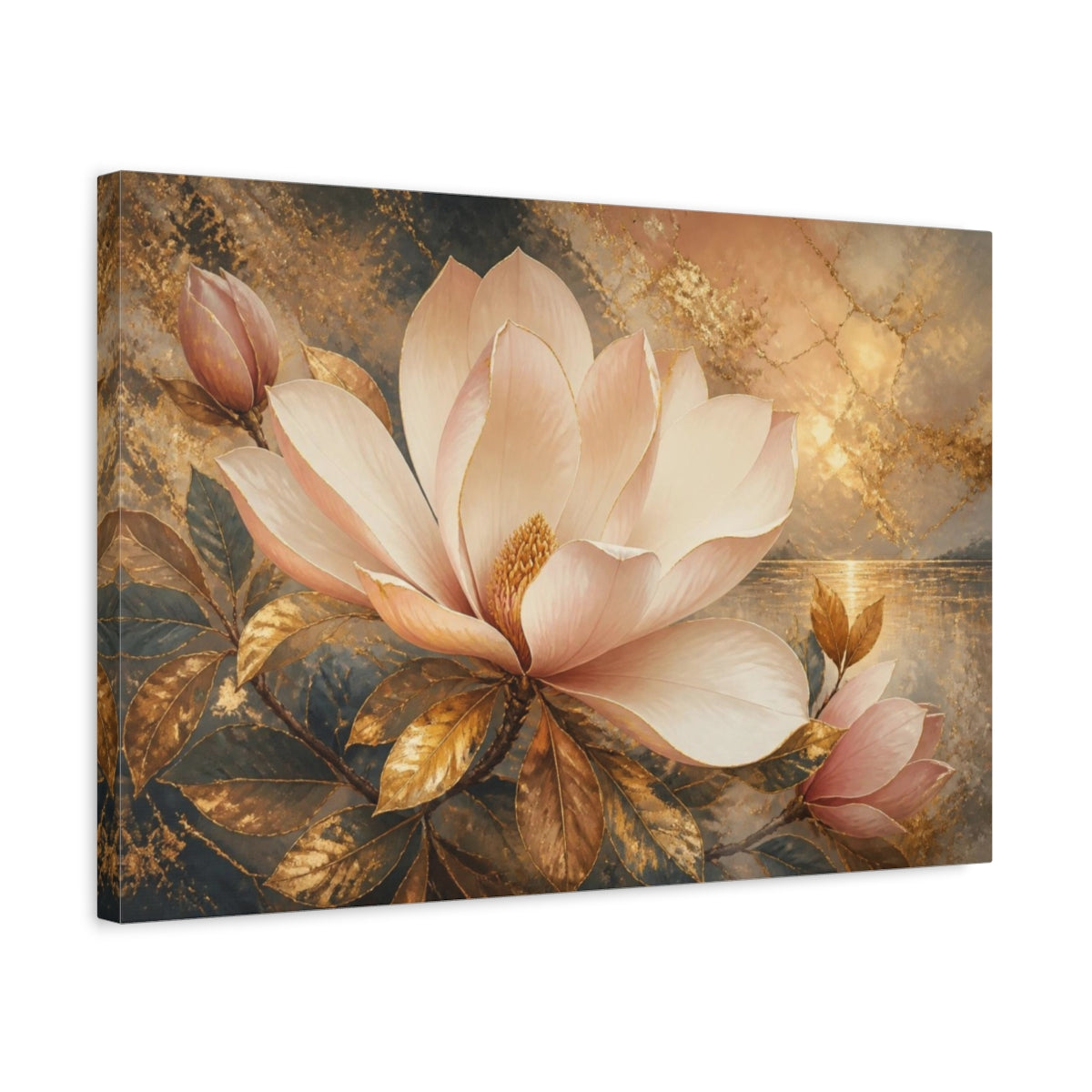 Side Mockup 3. Floral Blush Magnolia shown as canvas print