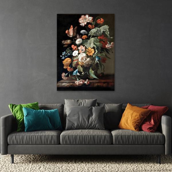 Floral Boho Moody Flowers Canvas Print - Vintage Still Life Wall Art - YesArtYes