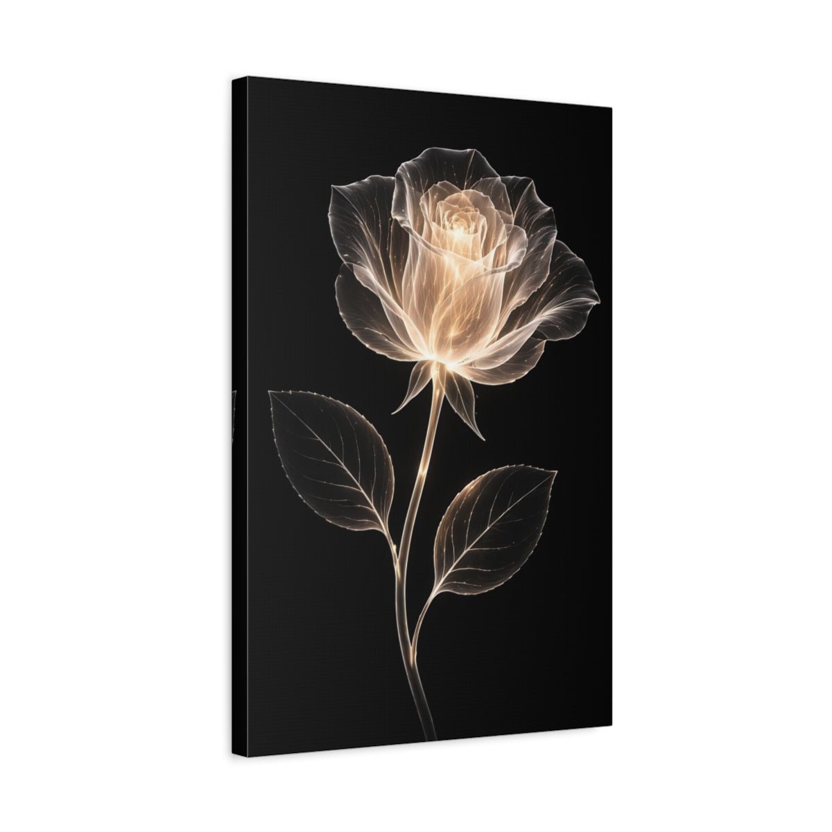 Floral Glowing Rose Golden - Canvas Wall Art Print - YesArtYes