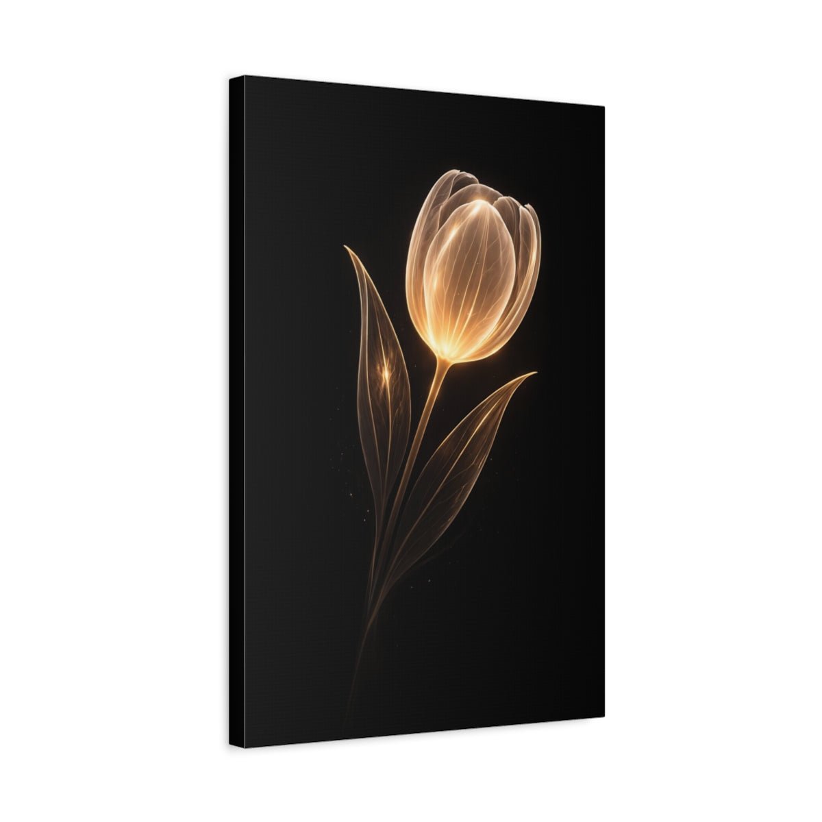 Floral Glowing Tulip Gold - Canvas Wall Art Print - YesArtYes