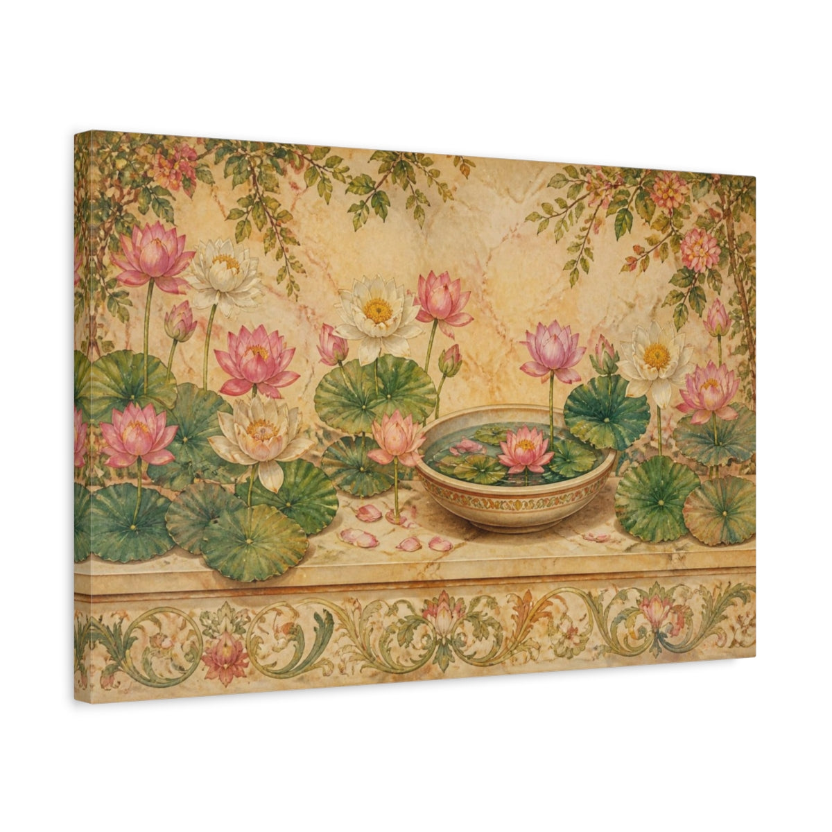 Side Mockup 3. Floral Lotus Bowl shown as canvas print
