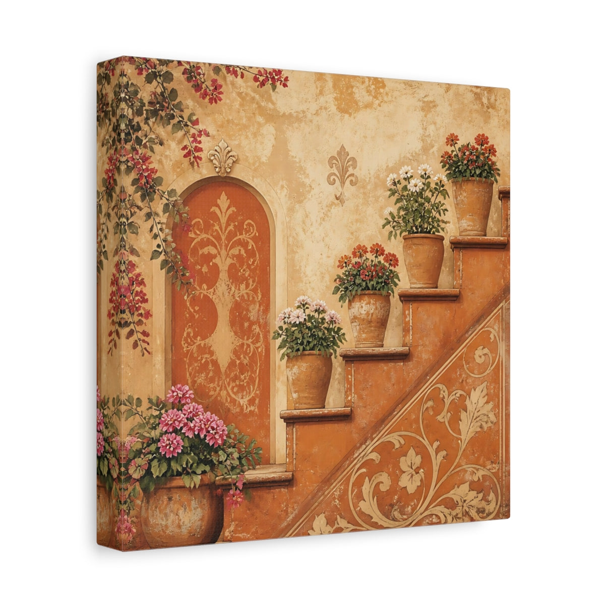 Side Mockup 9. Floral Potted Flowers Rustic Potted Flowers shown as stretched canvas wall art