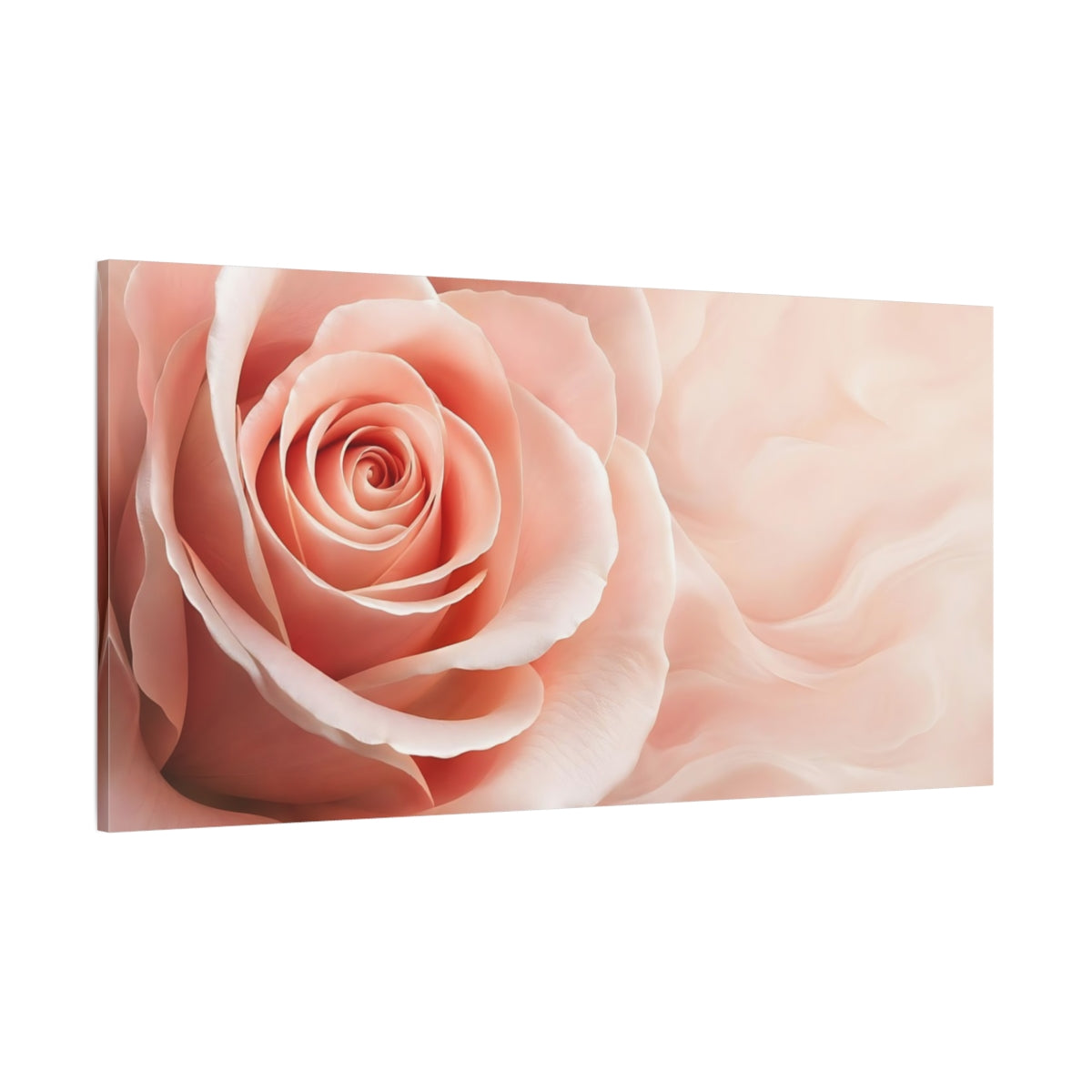 Side Mockup 2. Floral Rose Blush Pink shown as stretched canvas wall art