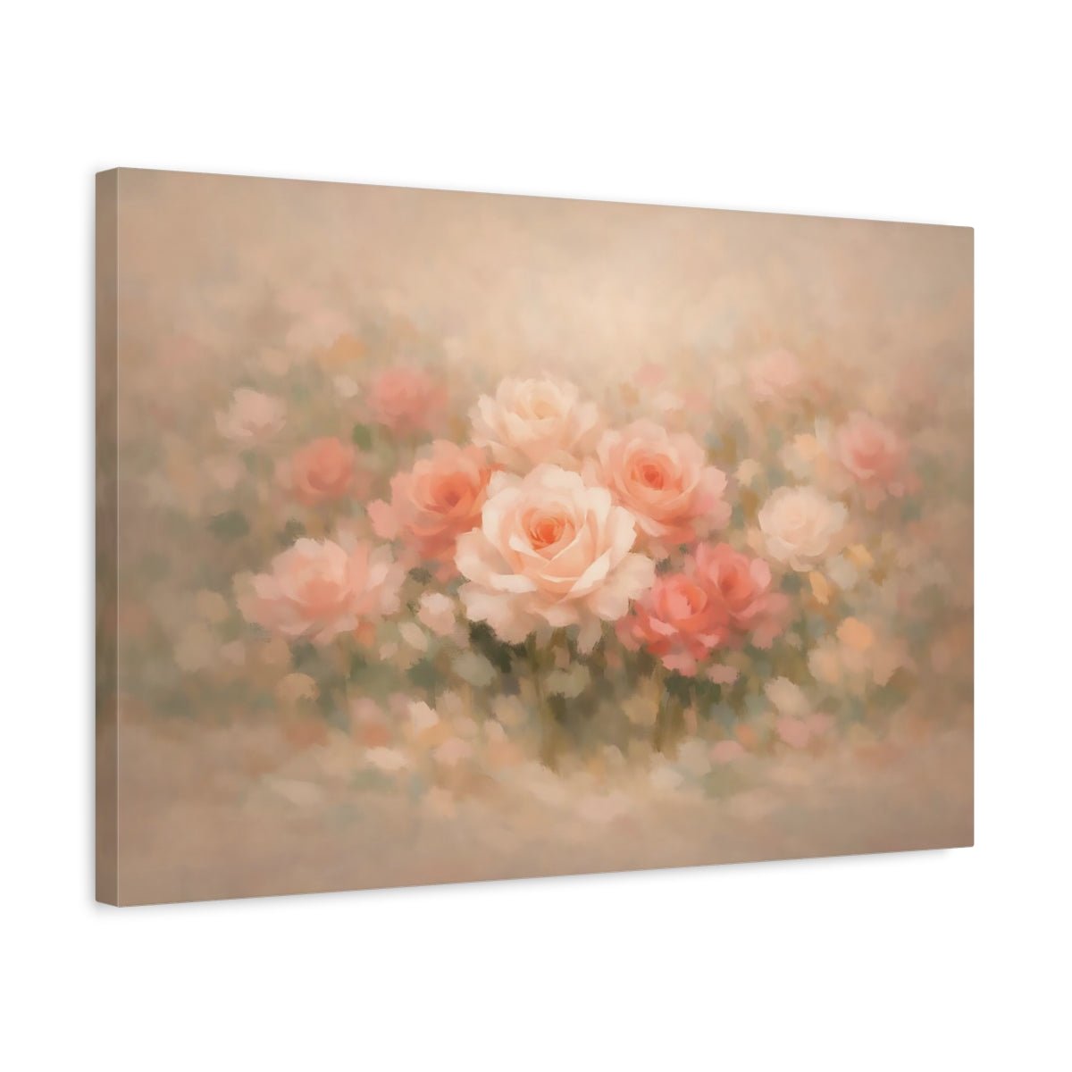 Floral Roses Pink And Peach - Canvas Wall Art Print - YesArtYes