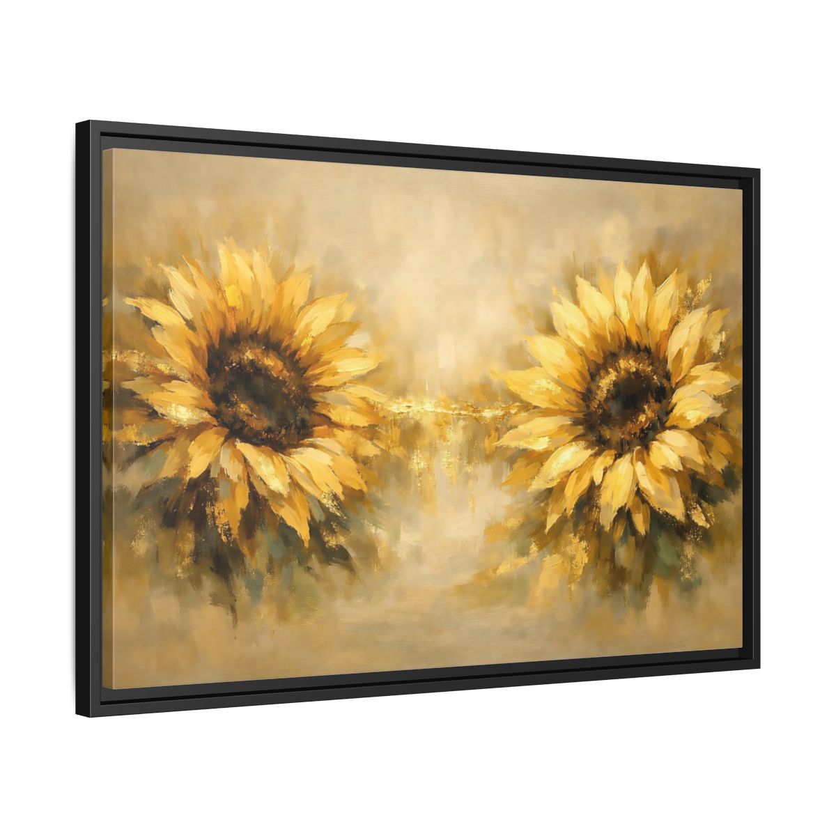 Side Mockup 14. Floral Sunflowers Yellow Sunflowers shown as stretched canvas wall art