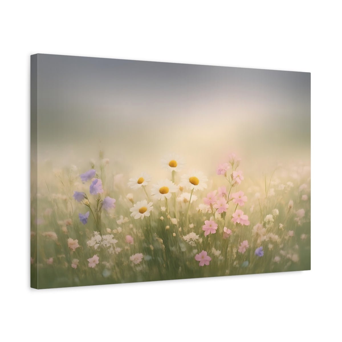 Floral Wildflowers Pastel Meadow - Canvas Wall Art Print - YesArtYes