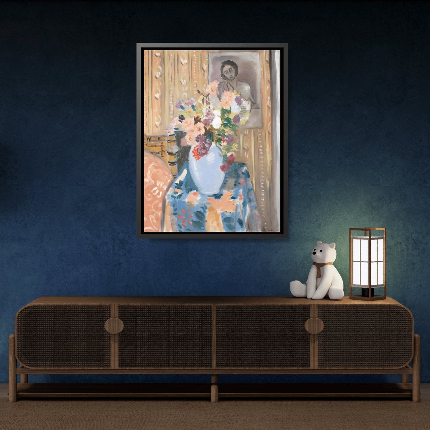 Flowers in Front of a Portrait Canvas Print - Wall Art Matisse Painting - YesArtYes