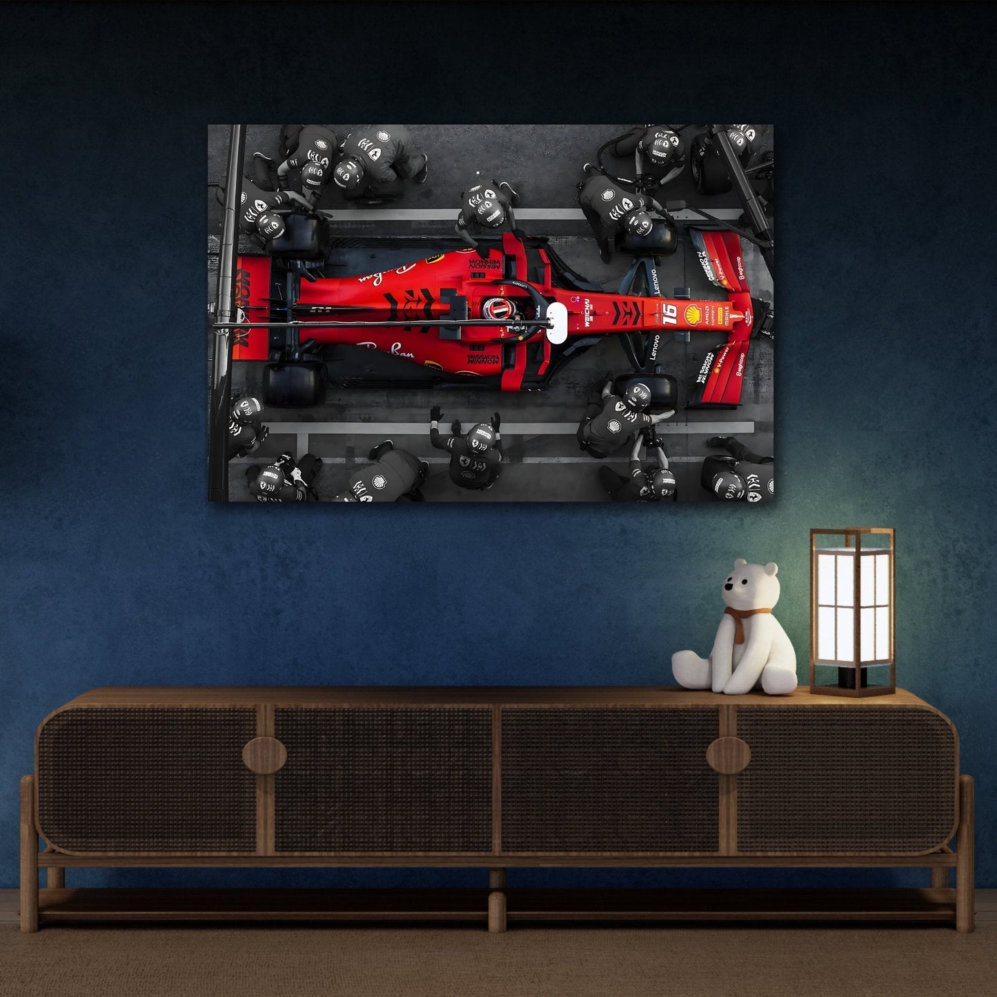 Formula 1 Pit Stop Canvas Wall Art Print - Ferrari F1 Leclerc Home Decor - YesArtYes