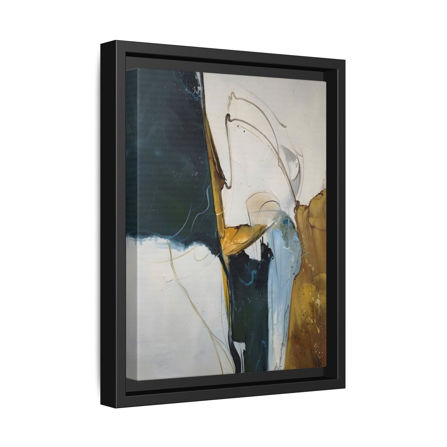 Framed Abstract Gold White Canvas Print - Modern Home Decor Artwork - YesArtYes