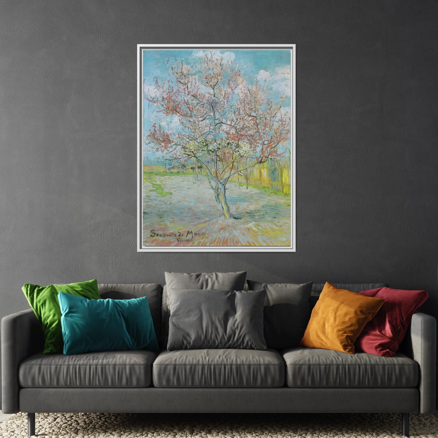 Framed Flower Orchards Canvas Van Gogh Wall Art Print - YesArtYes