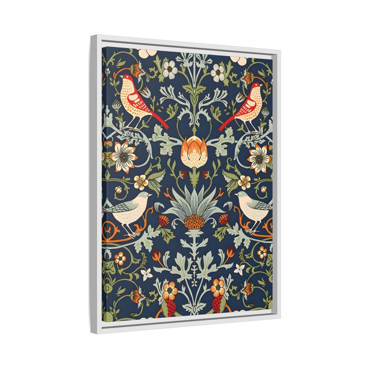 Framed Flowers Birds William Morris Canvas Wall Art Print - YesArtYes