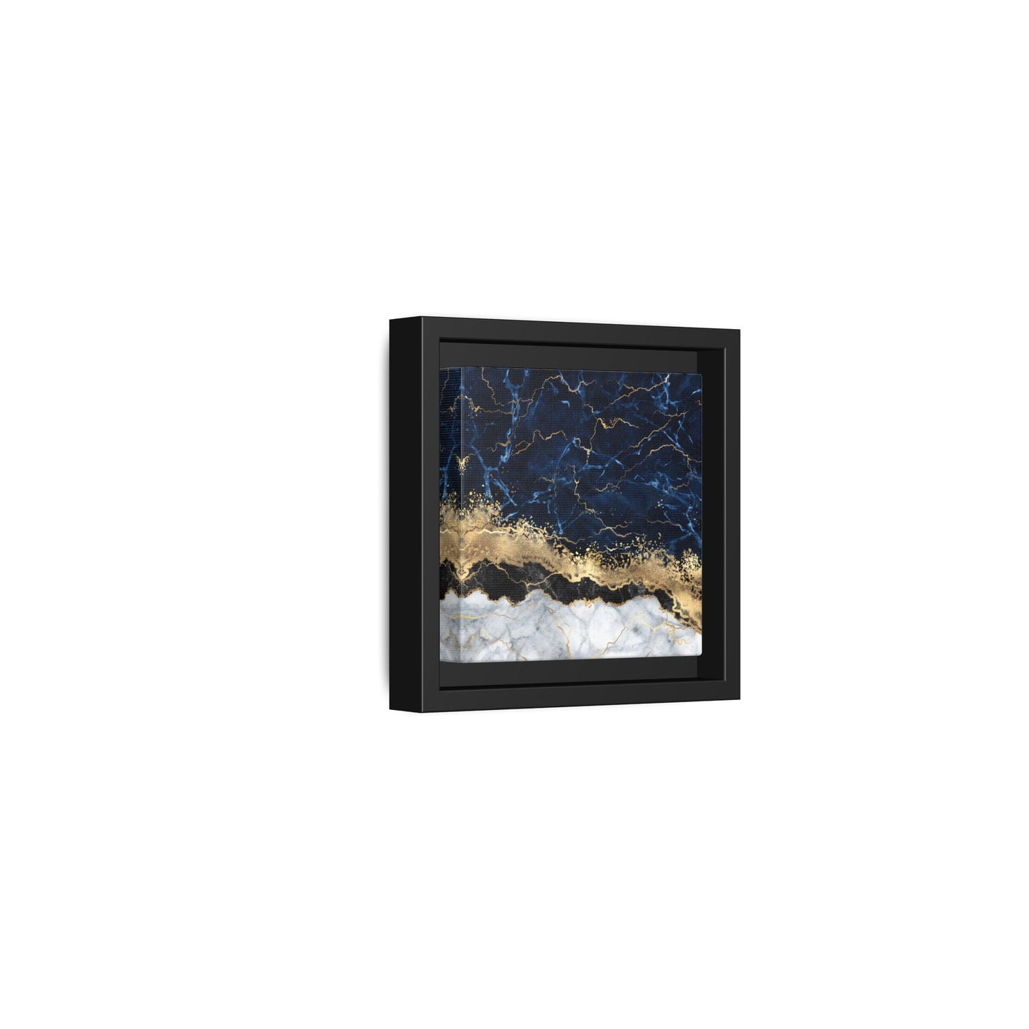 Framed Navy Blue Gold Marble Canvas Wall Art - Luxury Abstract Decor Print - YesArtYes