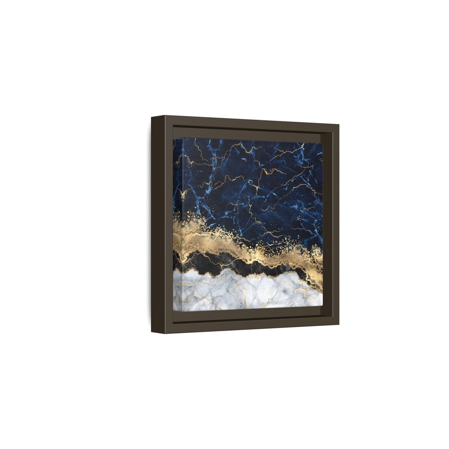Framed Navy Blue Gold Marble Canvas Wall Art - Luxury Abstract Decor Print - YesArtYes