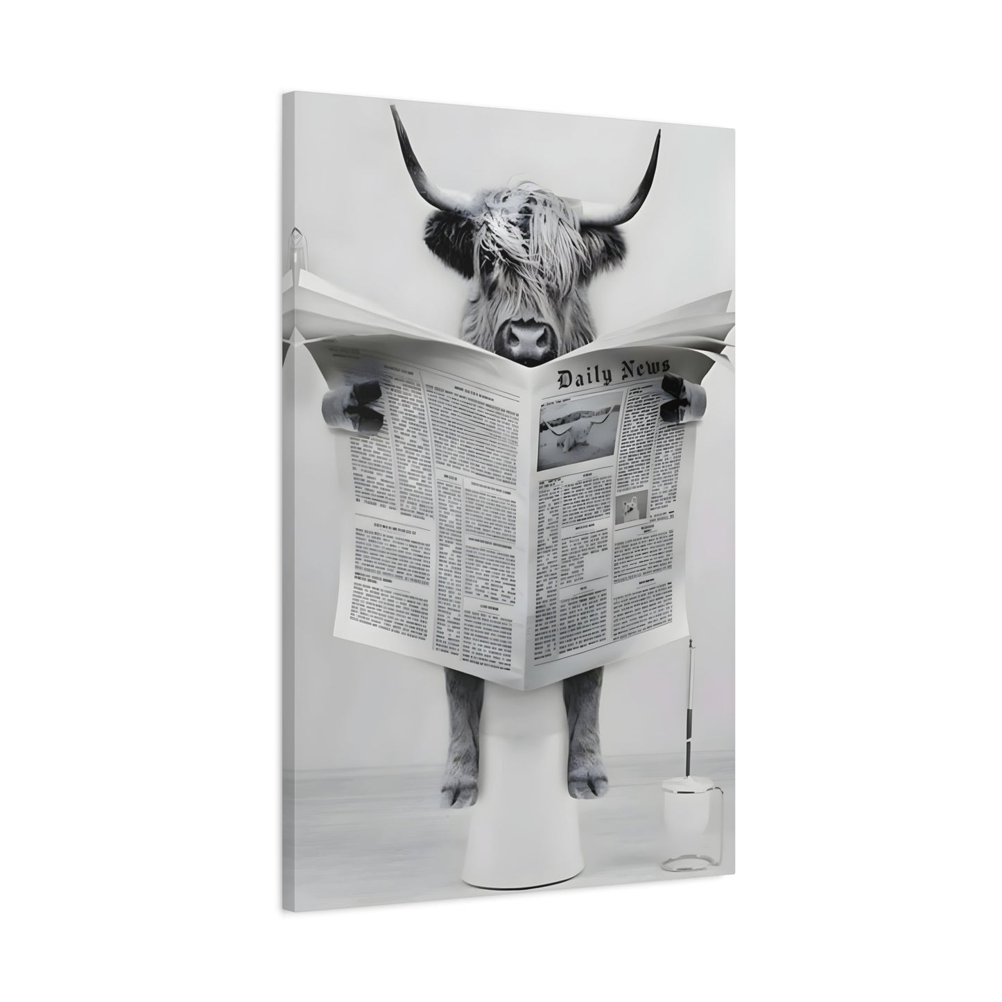 Funny Bull Bathroom Toilet Decor Canvas Wall Art Print - YesArtYes