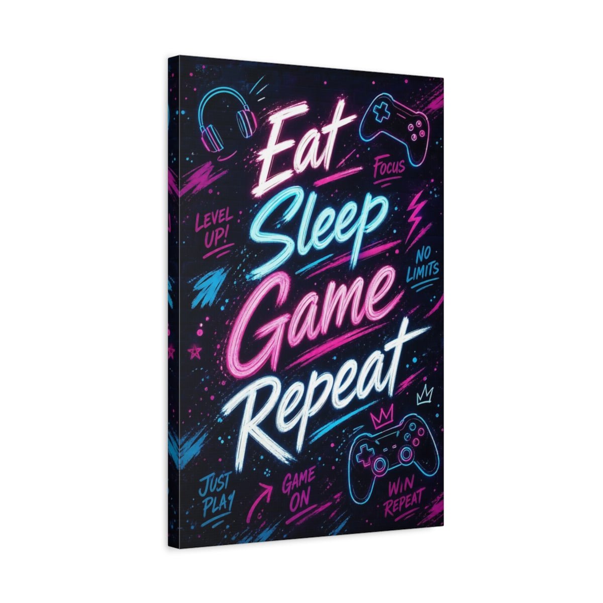 Funny Gaming Slogan Neon Art Canvas Print – Game Room, Feature Wall - YesArtYes