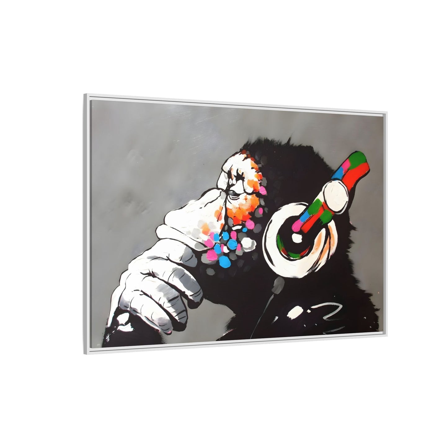 Funny Monkey Canvas Wall Art - Music Banksy DJ Gorilla Chimp Prints - YesArtYes