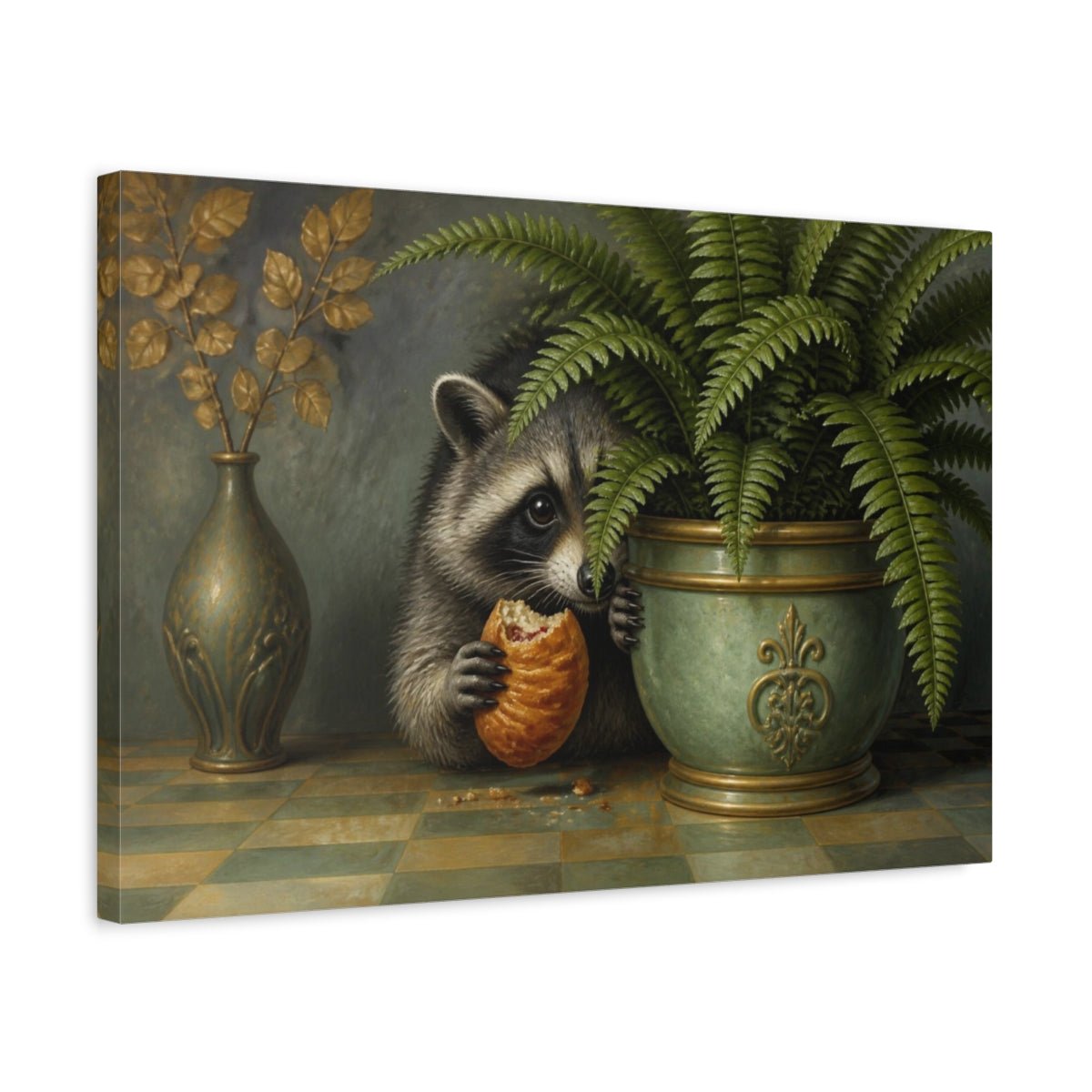 Funny Raccoon With Pastry Canvas Print – Kitchen, Wall - YesArtYes