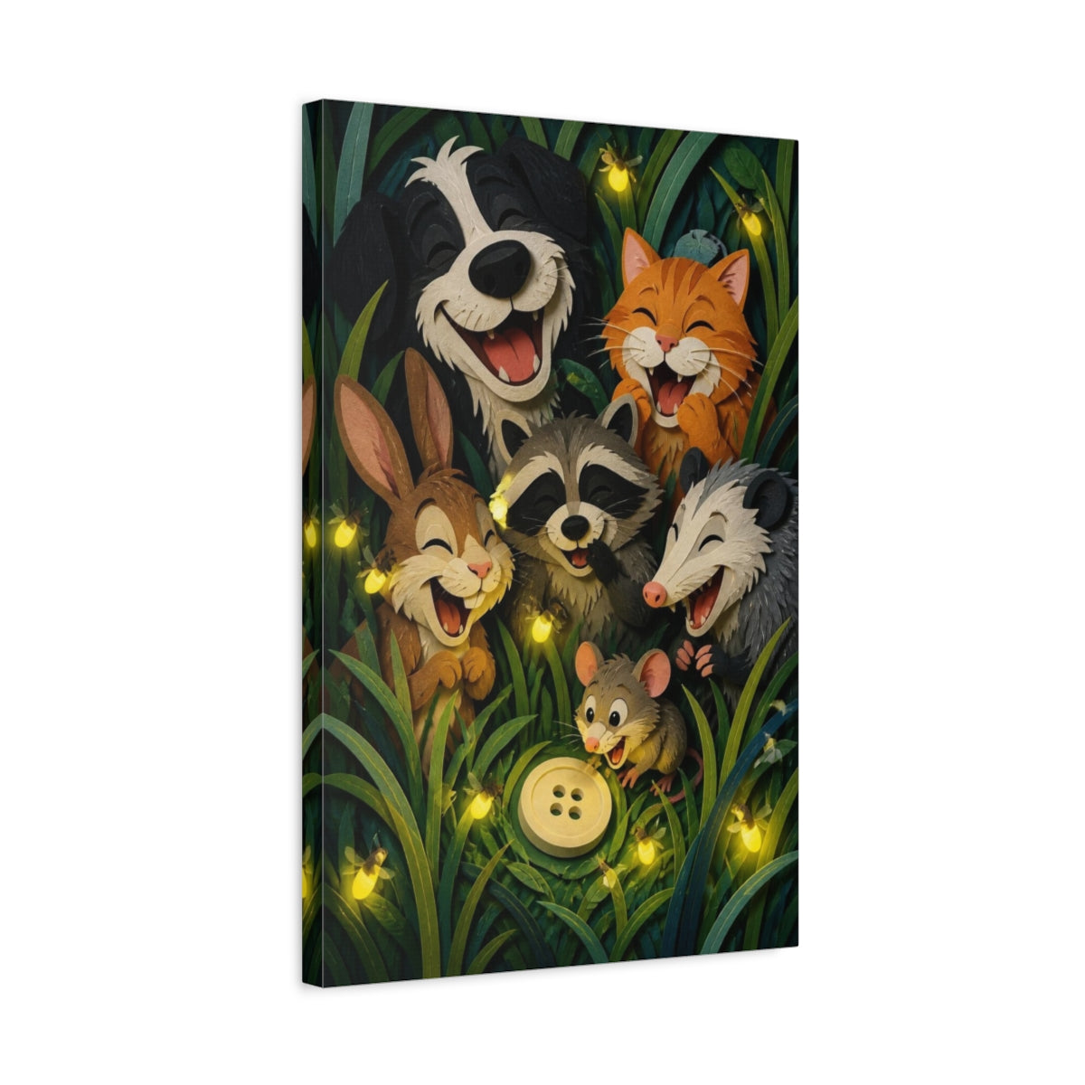 Side Mockup 3. Funny Woodland Friends shown as canvas print