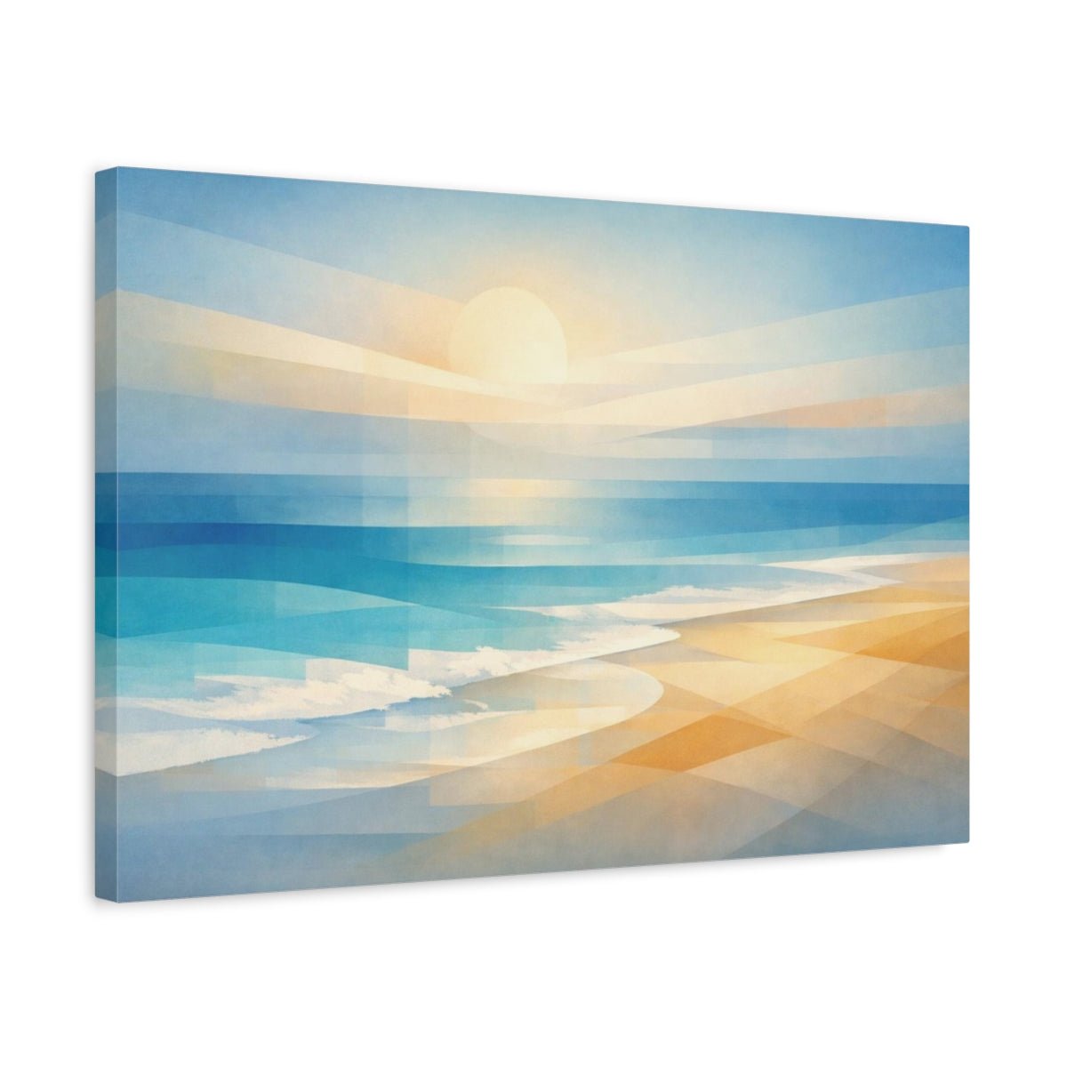 Geometric Beach Blue Abstract - Canvas Wall Art Print - YesArtYes