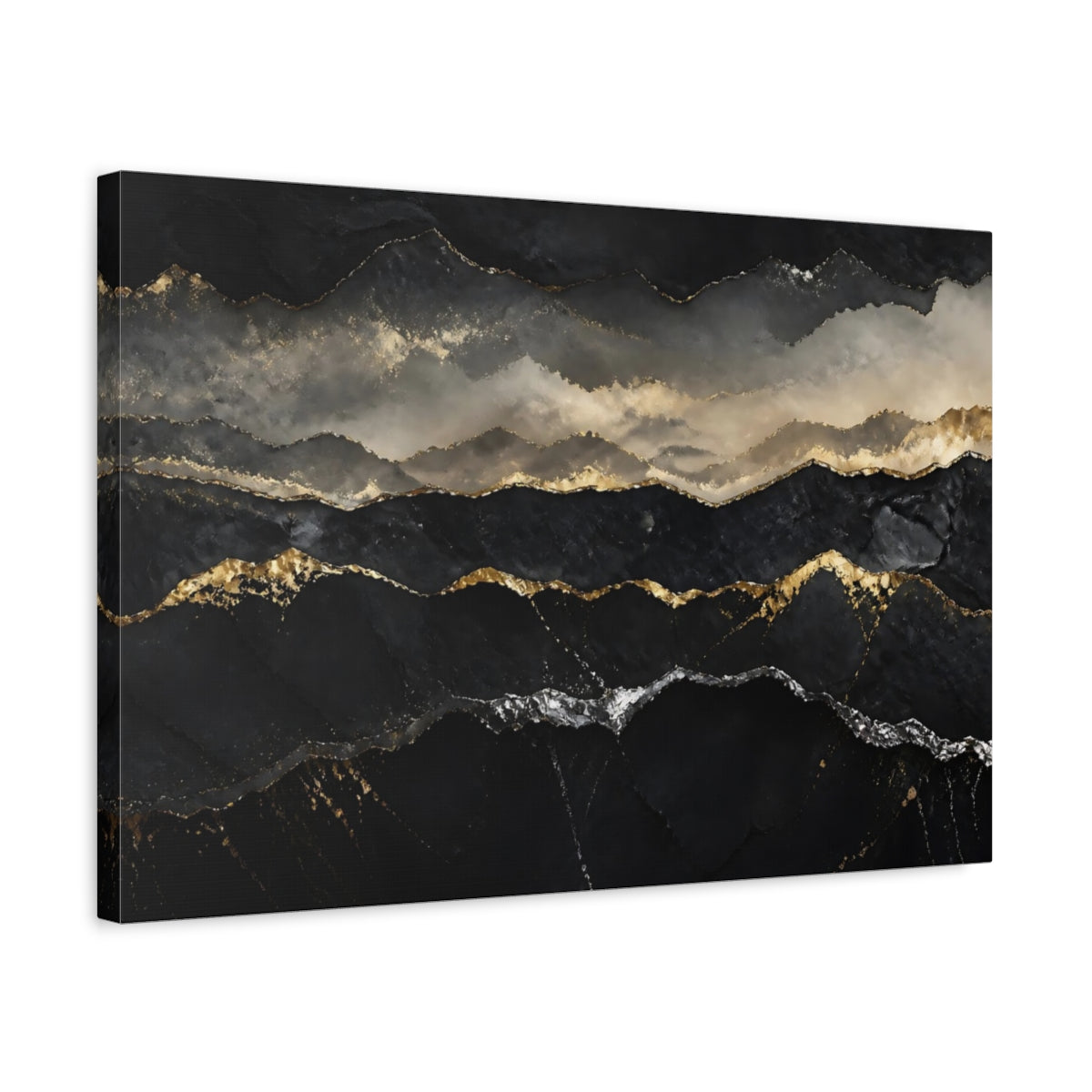 Side Mockup 3. Gilded Mineral Horizons shown as canvas print