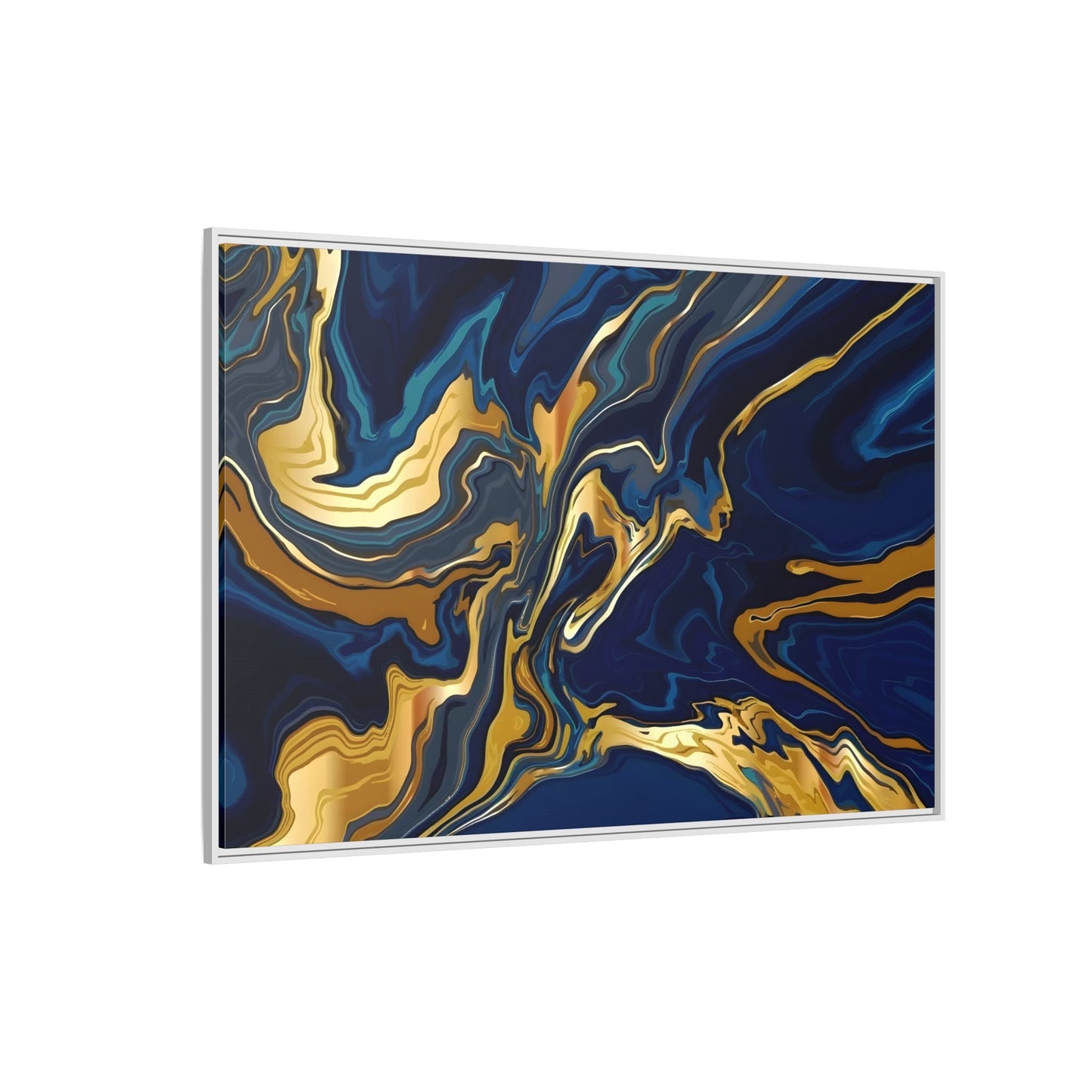Gold Blue Abstract Canvas Prints - Large Marble Modern Wall Art - YesArtYes