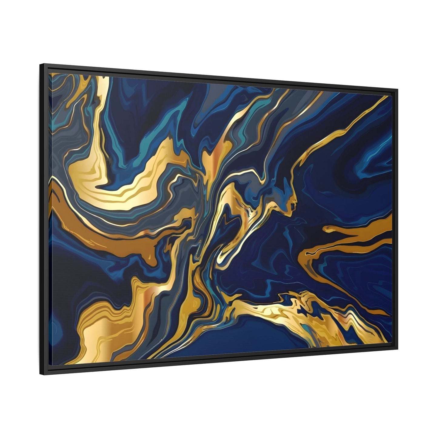 Gold Blue Abstract Canvas Prints - Large Marble Modern Wall Art - YesArtYes